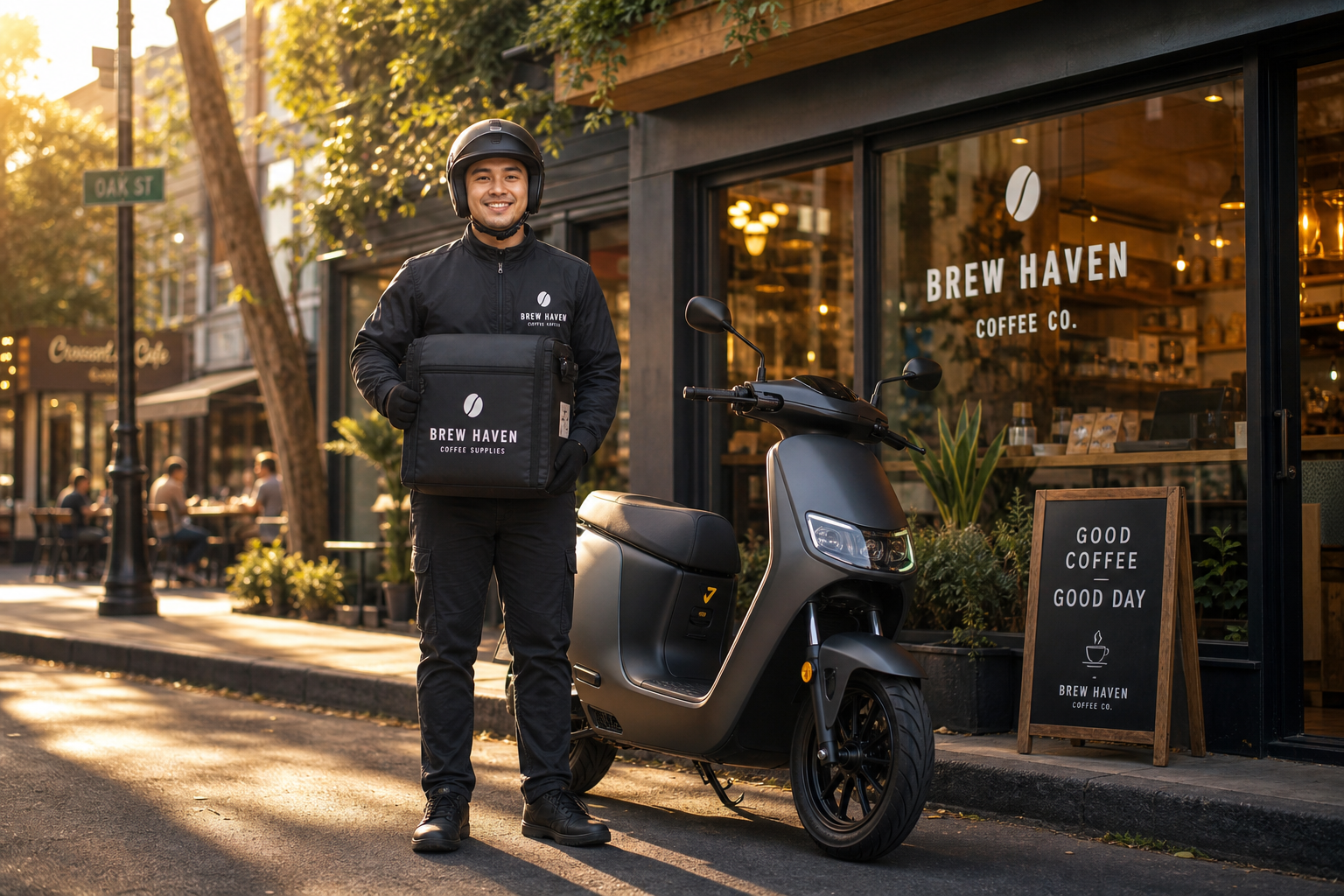 Ristocco delivery rider delivering café supplies